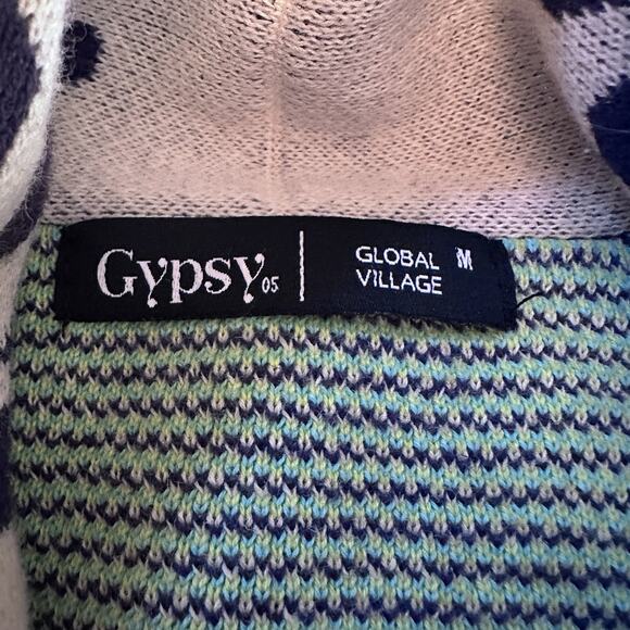 Anthropologie Gypsy Global Village Cream Long Sleeve Boho Open Fringe Cardigan M - Picture 3 of 7